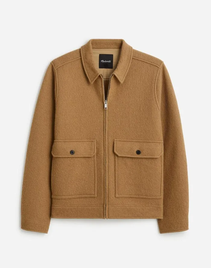 Men Boiled Wool ZipFront Jacket Faded Birch Madewell Coats Jackets
