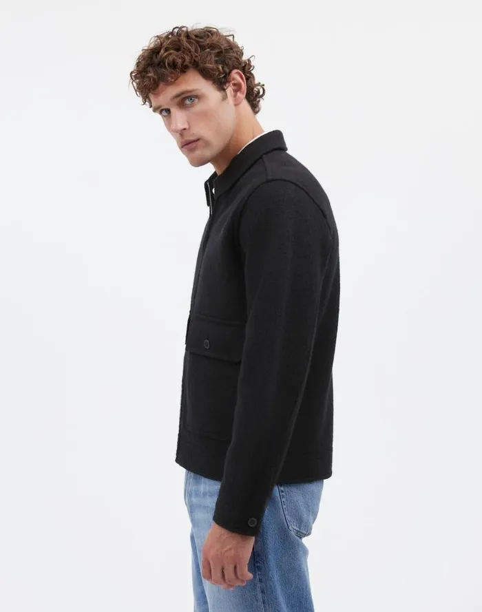 Men Boiled Wool ZipFront Jacket True Black Madewell Coats Jackets