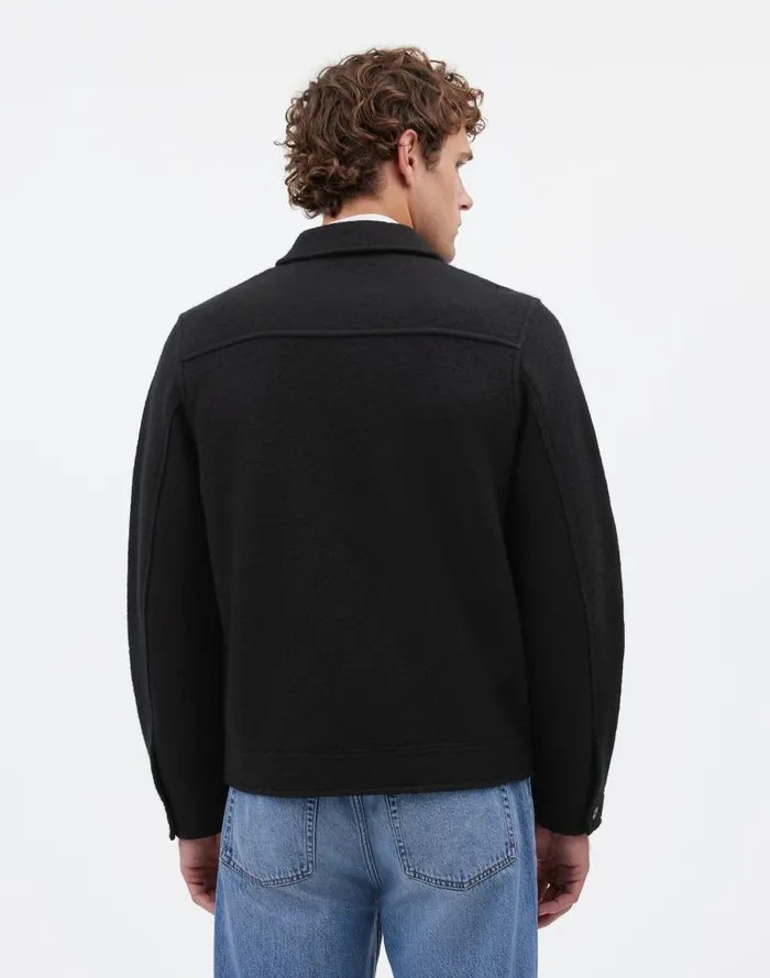 Men Boiled Wool ZipFront Jacket True Black Madewell Coats Jackets