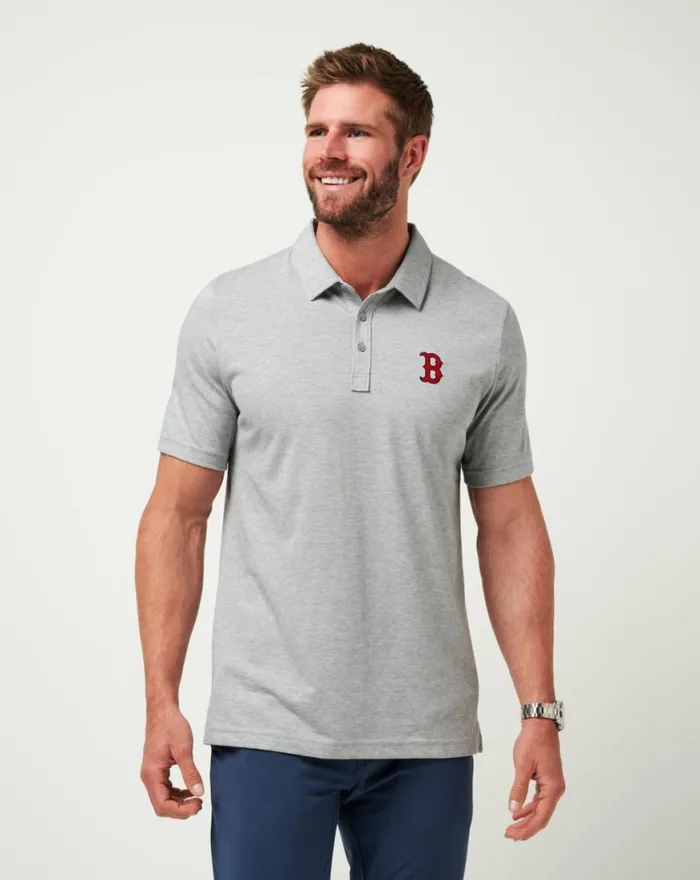 Men BOSTON RED SOX THE ZINNA POLO Heather Grey TravisMathew Polos
