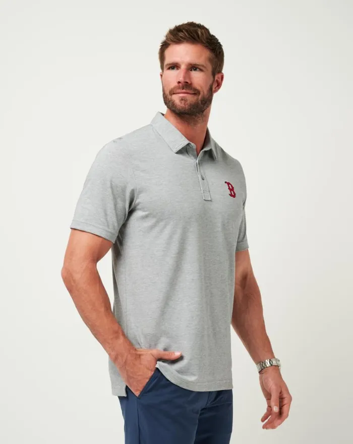 Men BOSTON RED SOX THE ZINNA POLO Heather Grey TravisMathew Polos