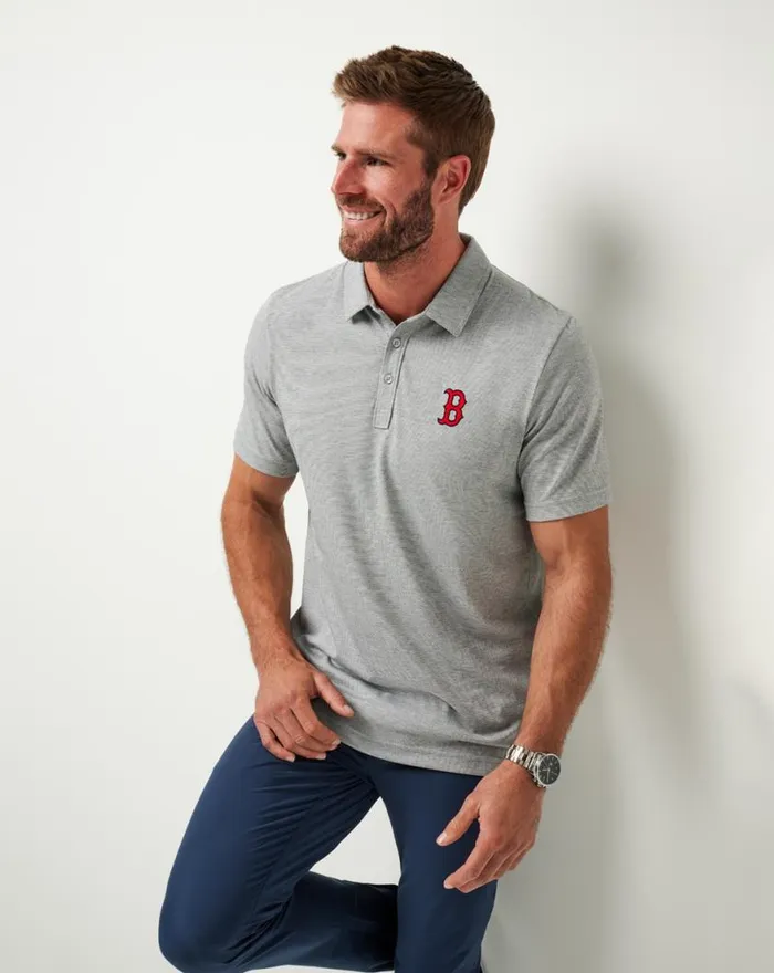 Men BOSTON RED SOX THE ZINNA POLO Heather Grey TravisMathew Polos