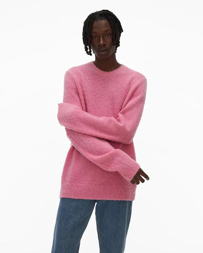 Men Brushed Crewneck Disco Pink Helmut Lang Sweaters