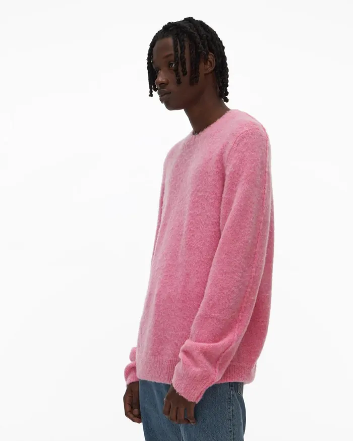 Men Brushed Crewneck Disco Pink Helmut Lang Sweaters