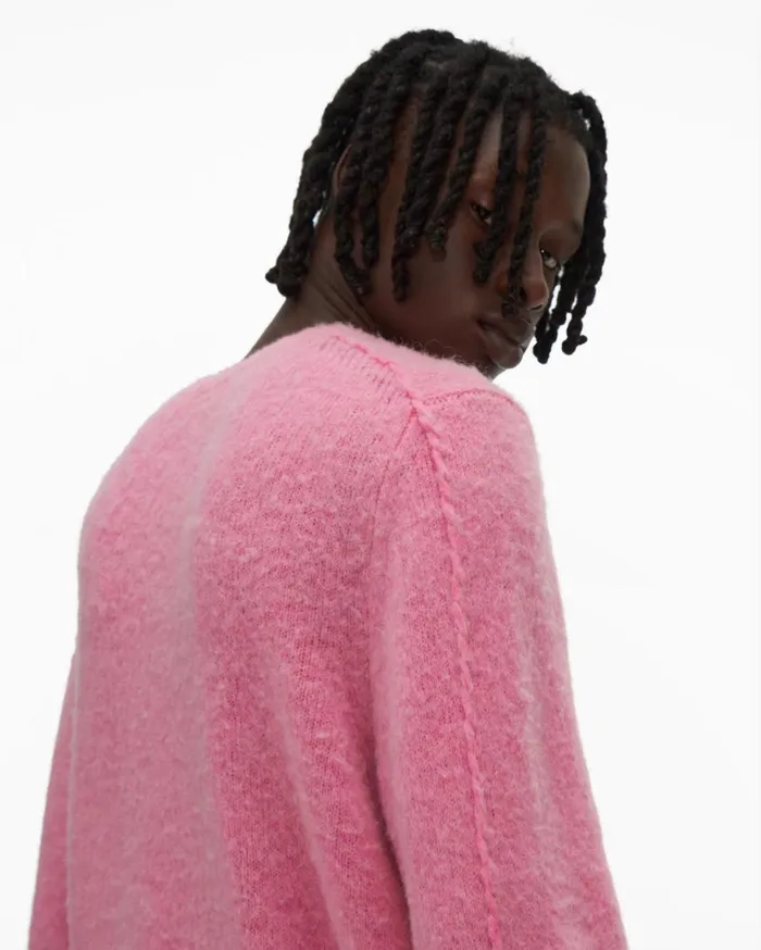 Men Brushed Crewneck Disco Pink Helmut Lang Sweaters