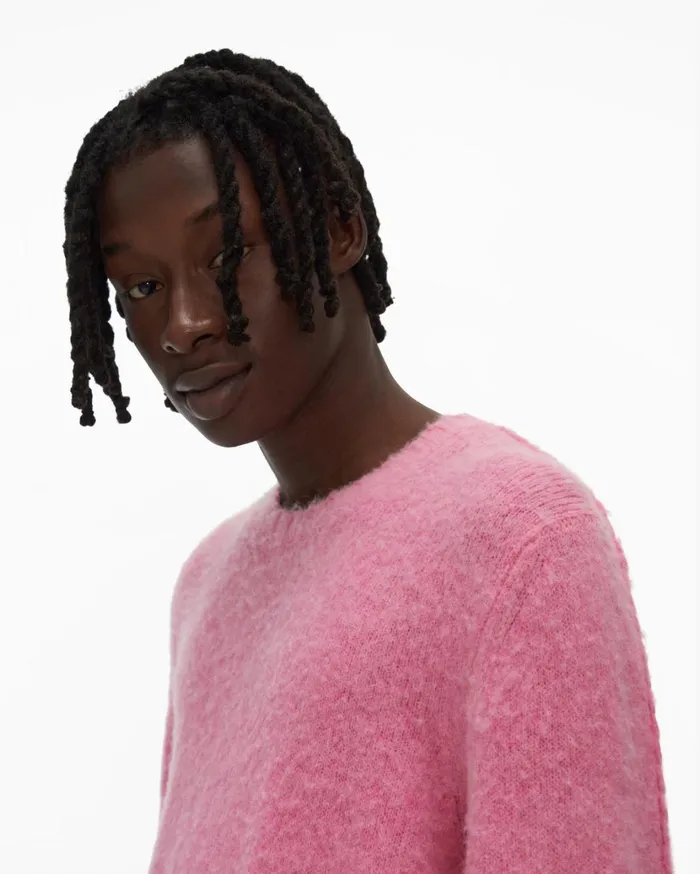 Men Brushed Crewneck Disco Pink Helmut Lang Sweaters