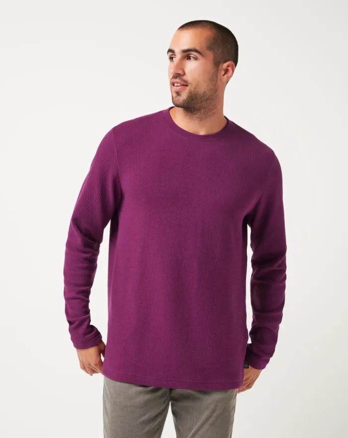 Men BURNLEY CLOUD WAFFLE CREW Claret TravisMathew Hoodies and Sweatshirts