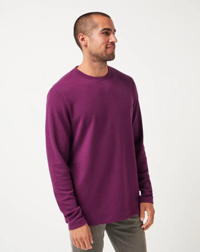 Men BURNLEY CLOUD WAFFLE CREW Claret TravisMathew Hoodies and Sweatshirts