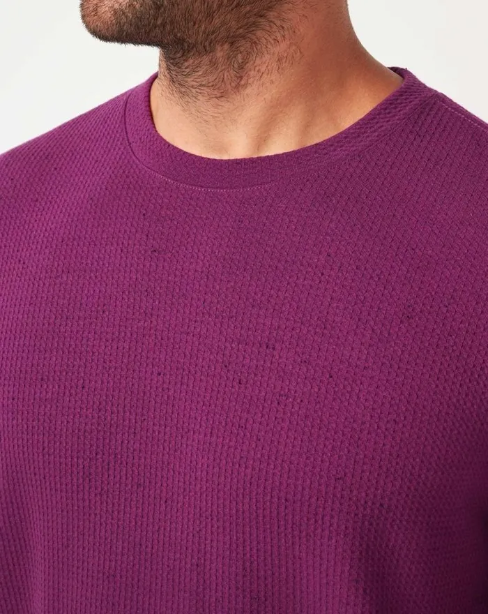 Men BURNLEY CLOUD WAFFLE CREW Claret TravisMathew Hoodies and Sweatshirts