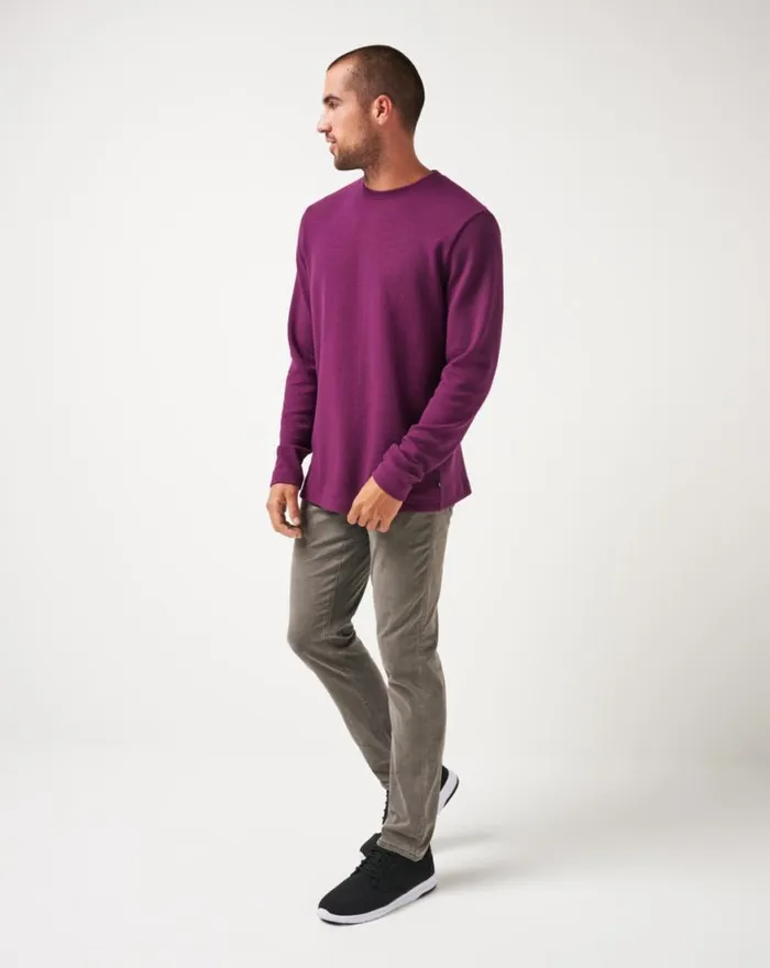 Men BURNLEY CLOUD WAFFLE CREW Claret TravisMathew Hoodies and Sweatshirts
