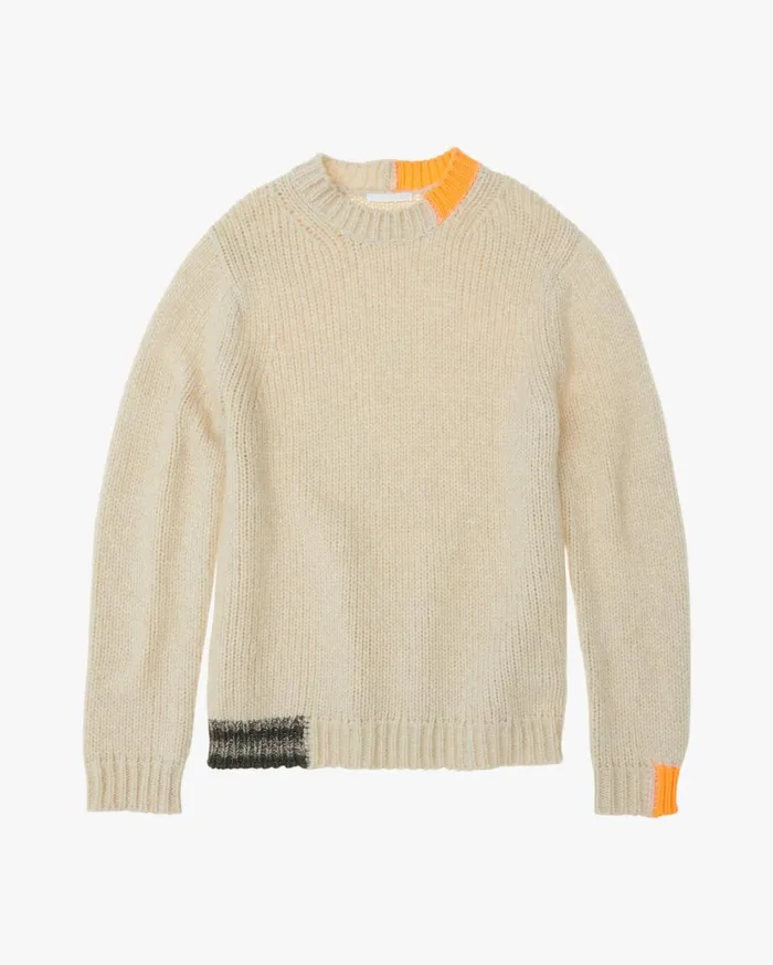 Men Camel Crewneck Winter White Helmut Lang Sweaters