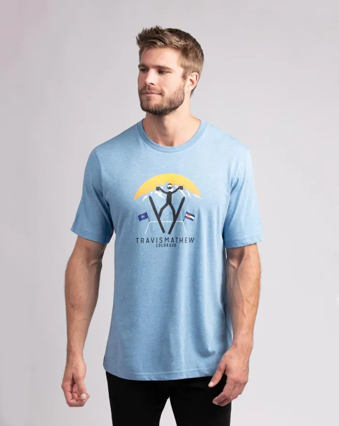 Men CATCHIN039 AIR TEE Heather Blue TravisMathew Tees
