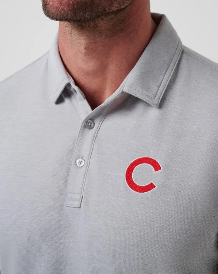 Men CHICAGO CUBS PLAYOFF PITCH POLO Heather Grey TravisMathew Polos