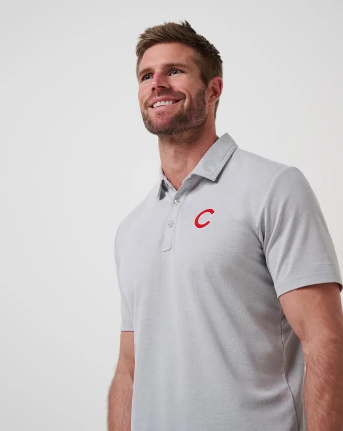 Men CHICAGO CUBS PLAYOFF PITCH POLO Heather Grey TravisMathew Polos