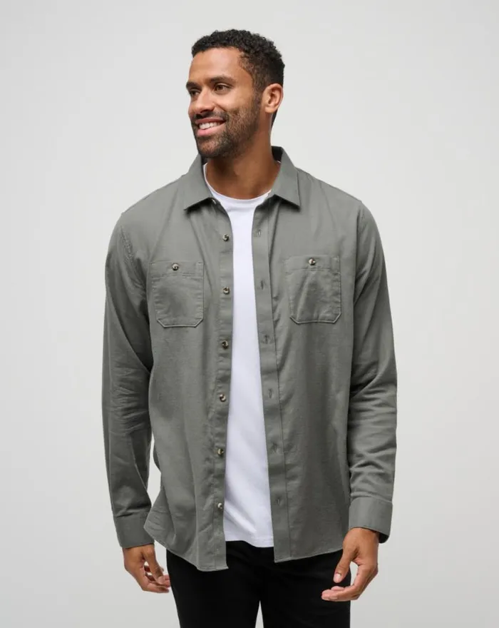 Men CLOUD FLANNEL BUTTONUP Dark Olive TravisMathew ButtonUps
