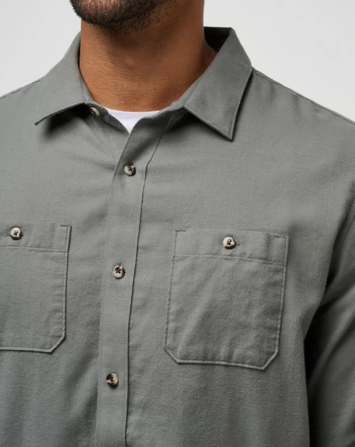Men CLOUD FLANNEL BUTTONUP Dark Olive TravisMathew ButtonUps