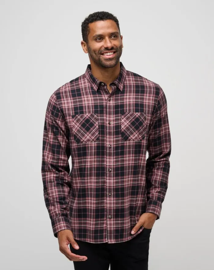 Men CLOUD FLANNEL PLAID BUTTONUP Blackroan Rouge TravisMathew ButtonUps
