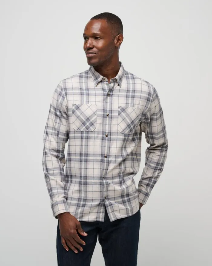 Men CLOUD FLANNEL PLAID BUTTONUP Oxford Tanplum TravisMathew ButtonUps