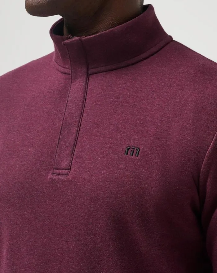 Men CLOUD QUARTER ZIP 20 Heather Dark Red TravisMathew Quarter Zips