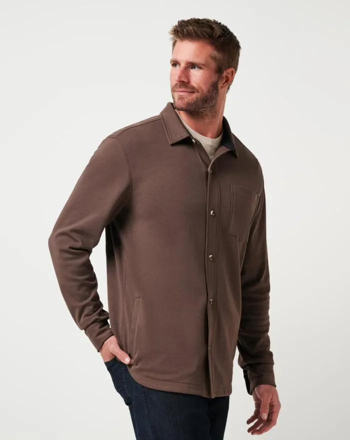 Men CLOUD SHIRT JACKET Chocolate TravisMathew ButtonUps