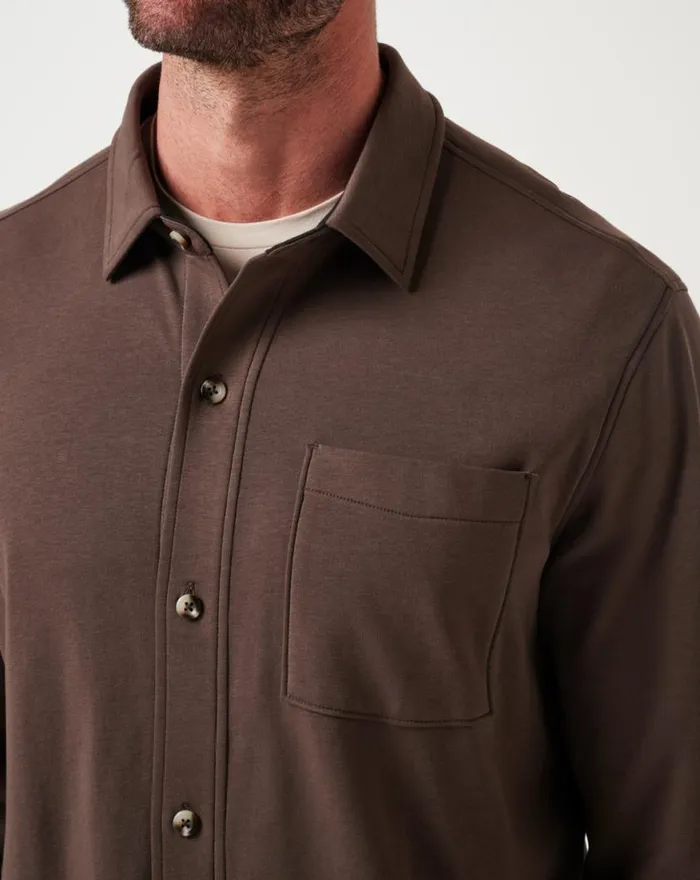 Men CLOUD SHIRT JACKET Chocolate TravisMathew ButtonUps