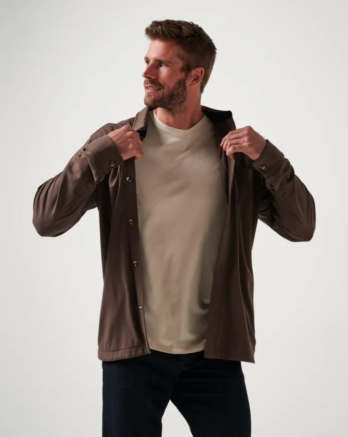 Men CLOUD SHIRT JACKET Chocolate TravisMathew ButtonUps