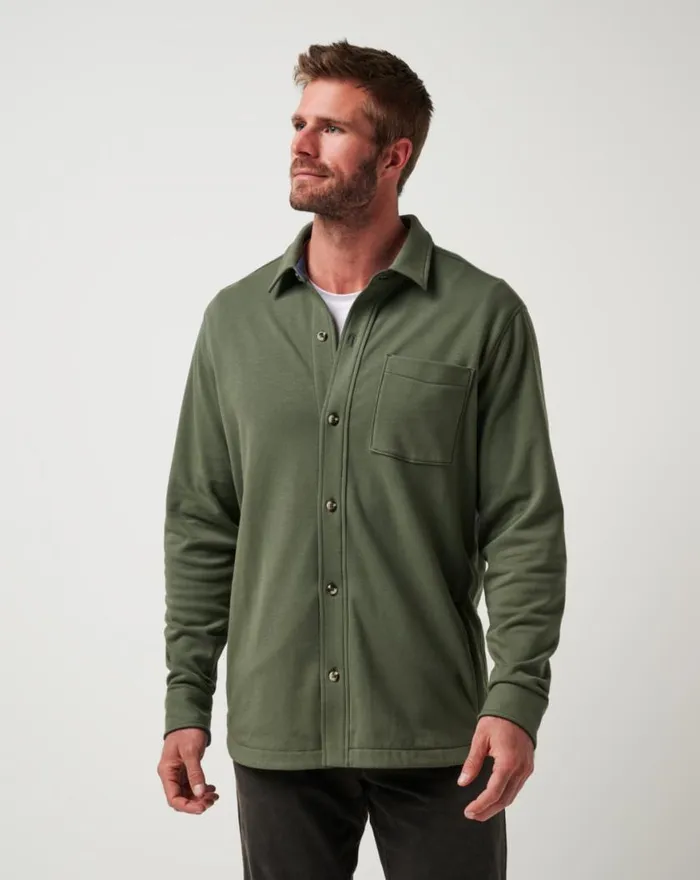 Men CLOUD SHIRT JACKET Dark Olive TravisMathew ButtonUps