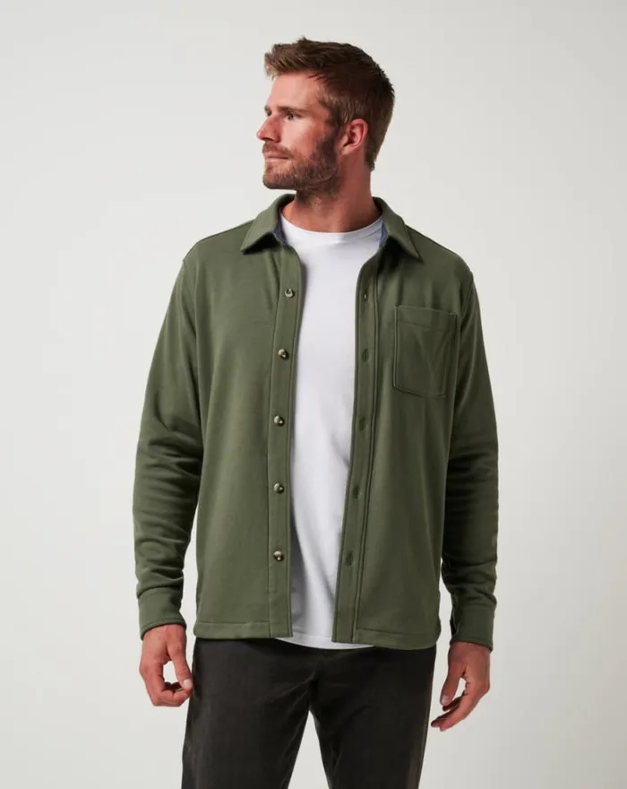 Men CLOUD SHIRT JACKET Dark Olive TravisMathew ButtonUps
