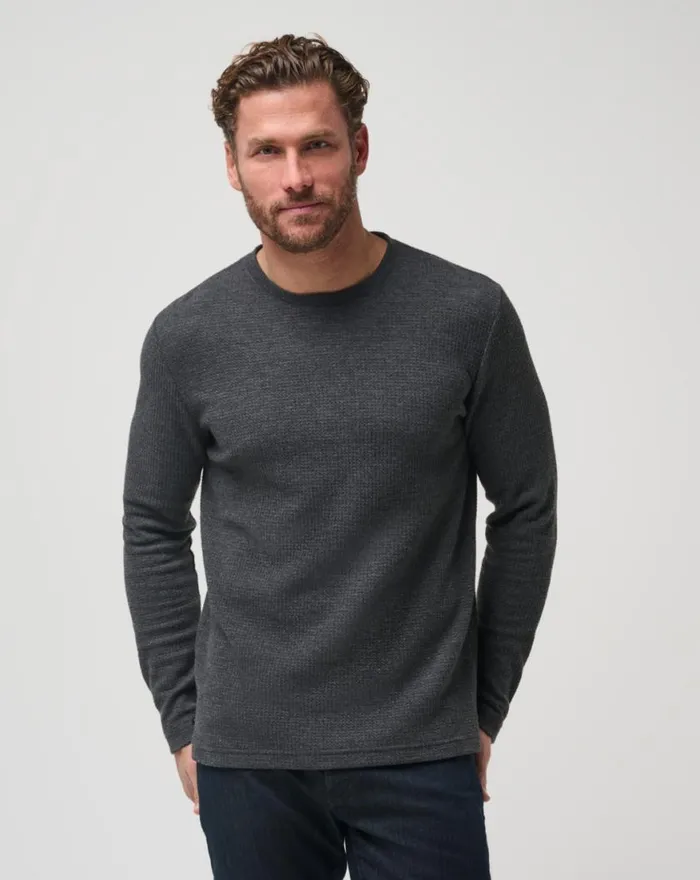 Men CLOUD WAFFLE CREW Charcoal TravisMathew Hoodies and Sweatshirts