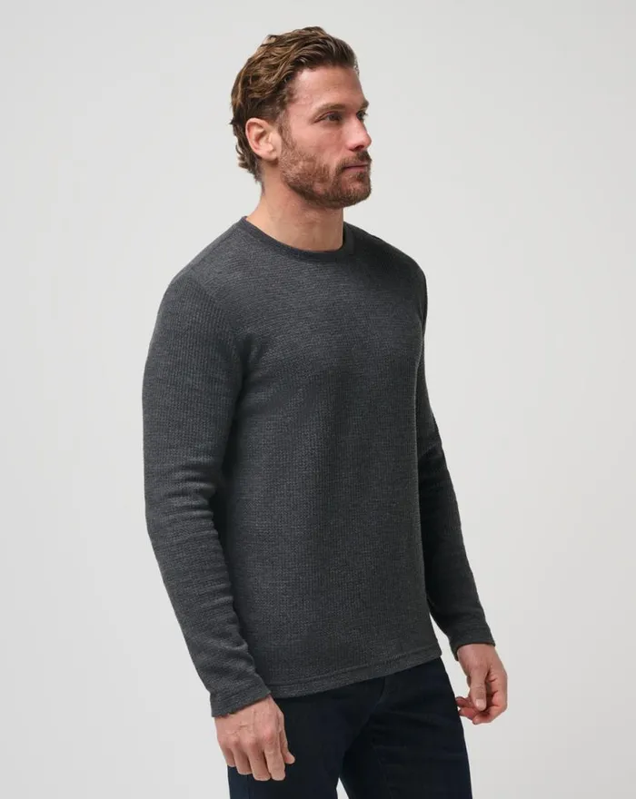 Men CLOUD WAFFLE CREW Charcoal TravisMathew Hoodies and Sweatshirts