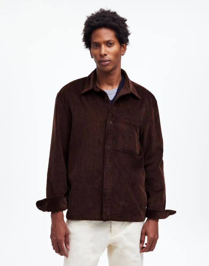 Men Corduroy ShirtJacket Dark Carob Madewell Shirts