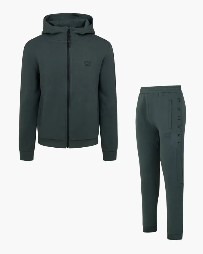Men Cruyff Sweats and Hoodies Ignite Tape Hood Green