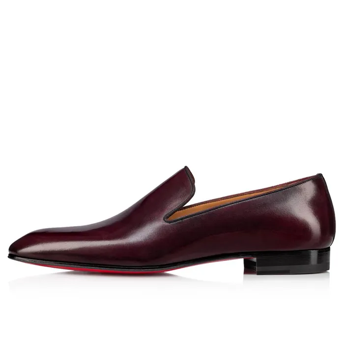 Men Dandelion Loafers 8211 Patinated Calf Leather 8211 Bordeaux Red Christian Louboutin Loafers and Slipons