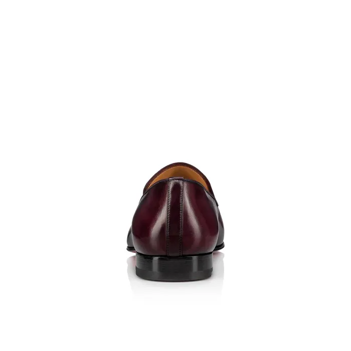 Men Dandelion Loafers 8211 Patinated Calf Leather 8211 Bordeaux Red Christian Louboutin Loafers and Slipons