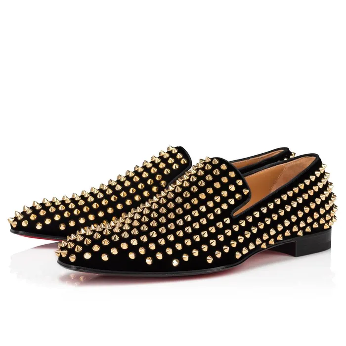Men Dandelion Spikes Loafers 8211 Velvet And Spikes 8211 Black Blackdorado Christian Louboutin Loafers and Slipons Men Dandelion Spikes Loafers 8211 Velvet And Spikes 8211 Black Blackdorado Christian Louboutin Loafers and Slipons