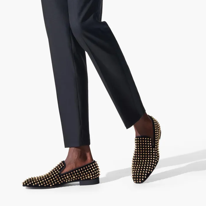 Men Dandelion Spikes Loafers 8211 Velvet And Spikes 8211 Black Blackdorado Christian Louboutin Loafers and Slipons