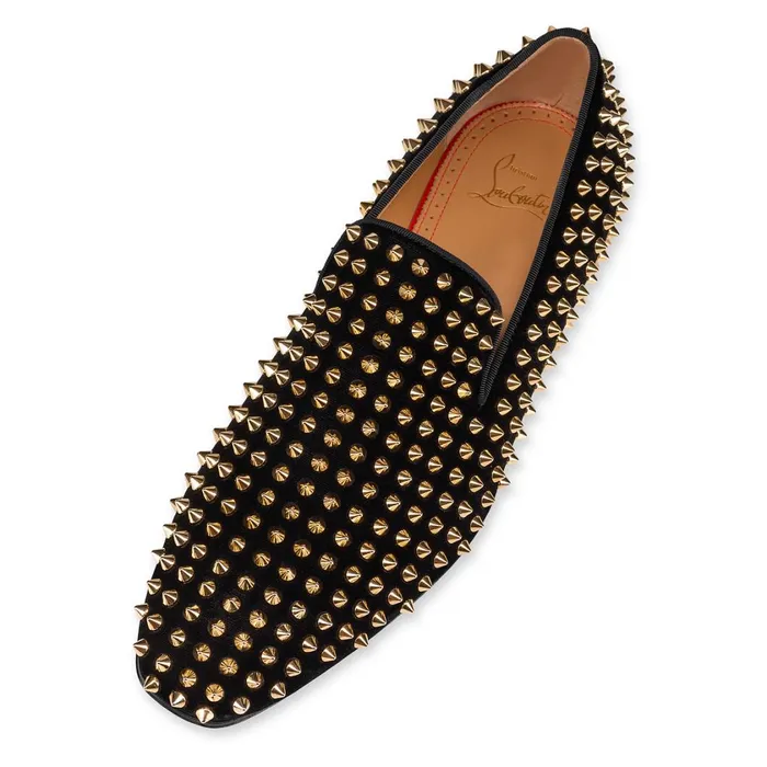 Men Dandelion Spikes Loafers 8211 Velvet And Spikes 8211 Black Blackdorado Christian Louboutin Loafers and Slipons