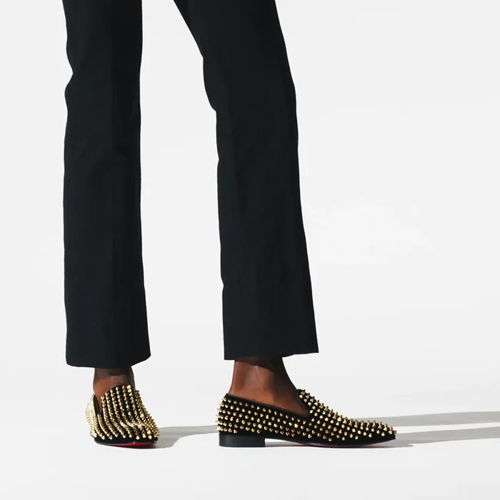 Men Dandelion Spikes Loafers 8211 Velvet And Spikes 8211 Black Blackdorado Christian Louboutin Loafers and Slipons
