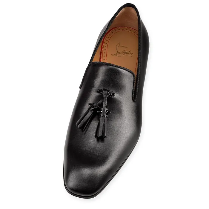 Men Dandelion Tassel Loafers 8211 Calf Leather 8211 Black Black Christian Louboutin Loafers and Slipons