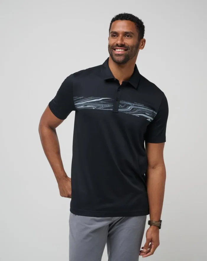Men DARK WATERS POLO Black TravisMathew Polos