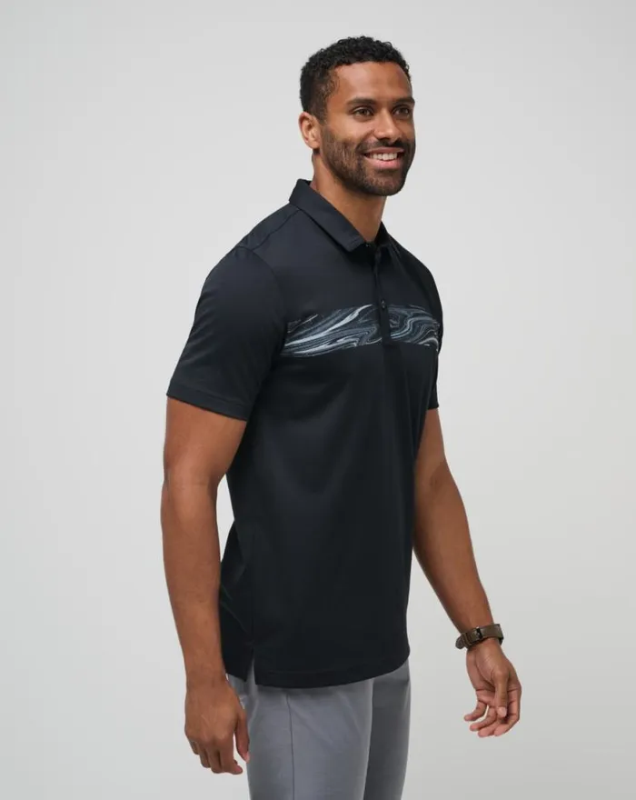Men DARK WATERS POLO Black TravisMathew Polos
