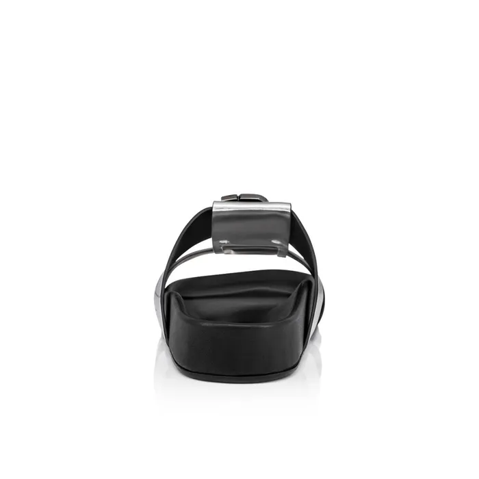 Men Dhabubizz Mules 8211 Specchio Leather 8211 Silver Silver Christian Louboutin Sandals and Espadrilles