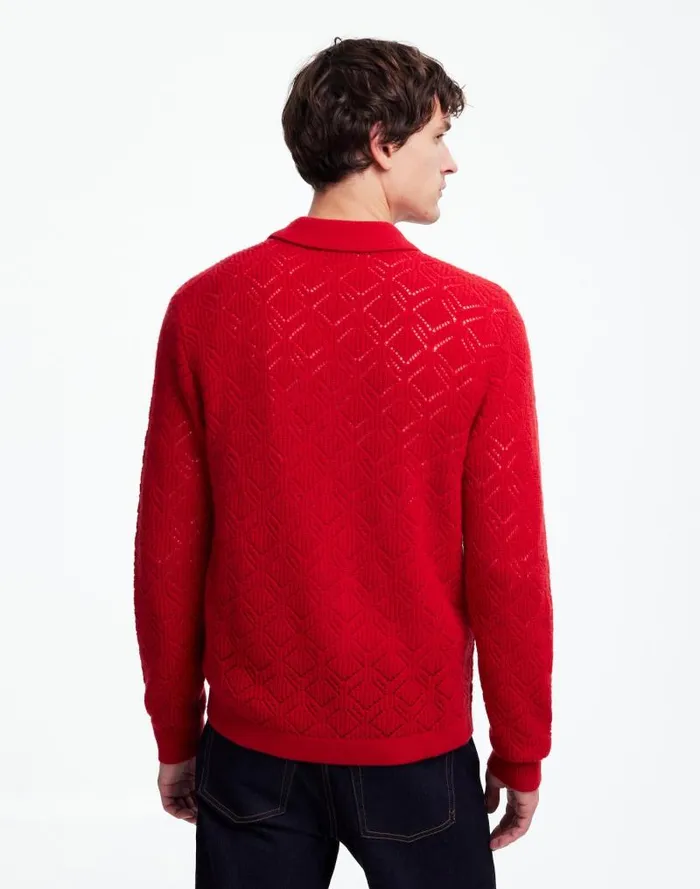Men DiamondStitch Sweater Shirt In SoftWool Pomegranate Seed Madewell Shirts