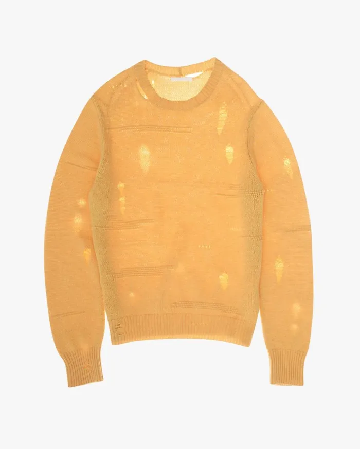 Men Distressed Sweater Laser Yellow Helmut Lang Sweaters