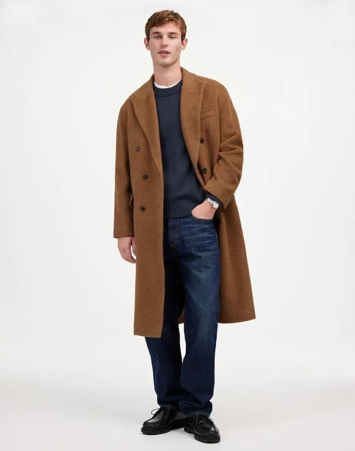 Men DoubleBreasted Topcoat In Italian AlpacaWool Blend Tobacco Melange Madewell Coats Jackets Men DoubleBreasted Topcoat In Italian AlpacaWool Blend Tobacco Melange Madewell Coats Jackets