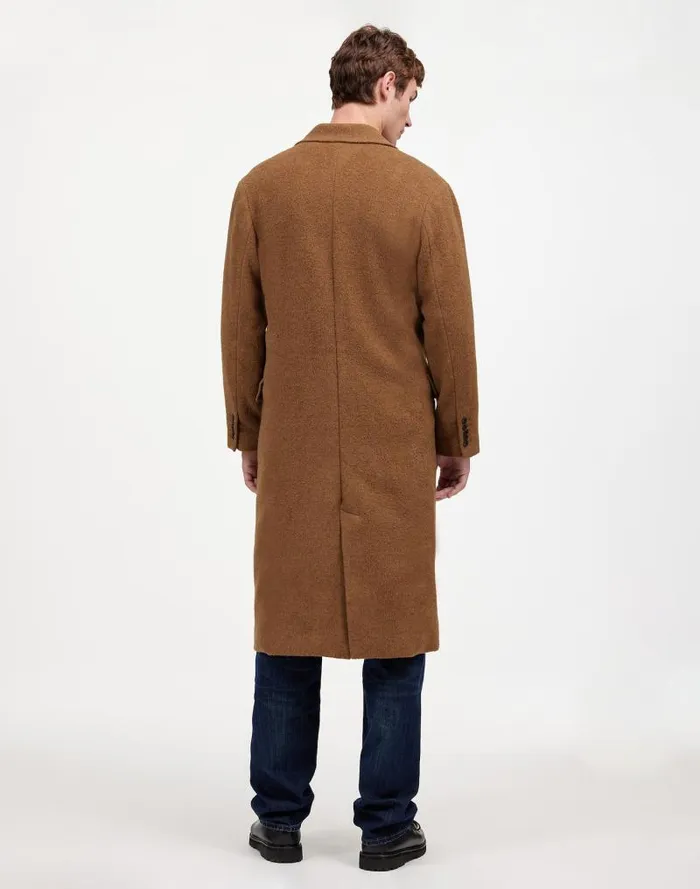 Men DoubleBreasted Topcoat In Italian AlpacaWool Blend Tobacco Melange Madewell Coats Jackets