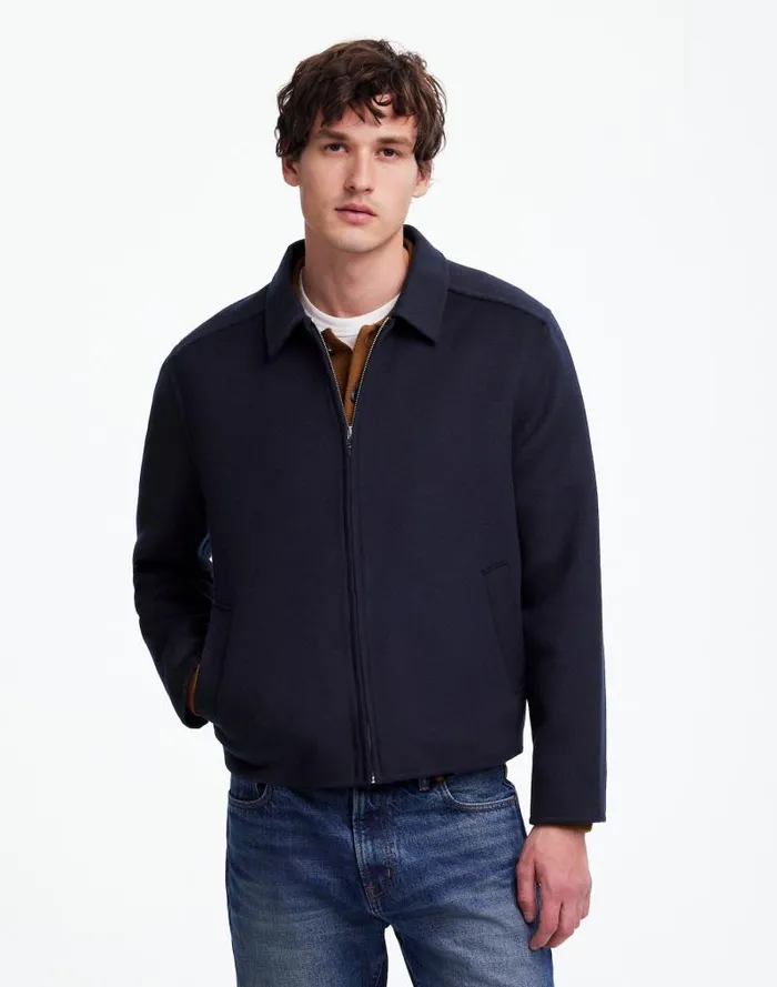 Men DoubleFaced Wool ZipFront Jacket Dark Navy Madewell Coats Jackets