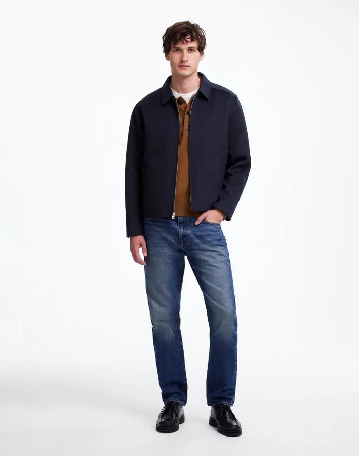 Men DoubleFaced Wool ZipFront Jacket Dark Navy Madewell Coats Jackets