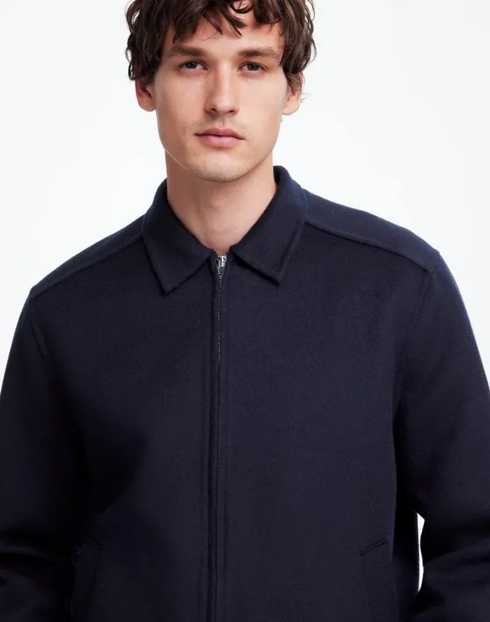 Men DoubleFaced Wool ZipFront Jacket Dark Navy Madewell Coats Jackets