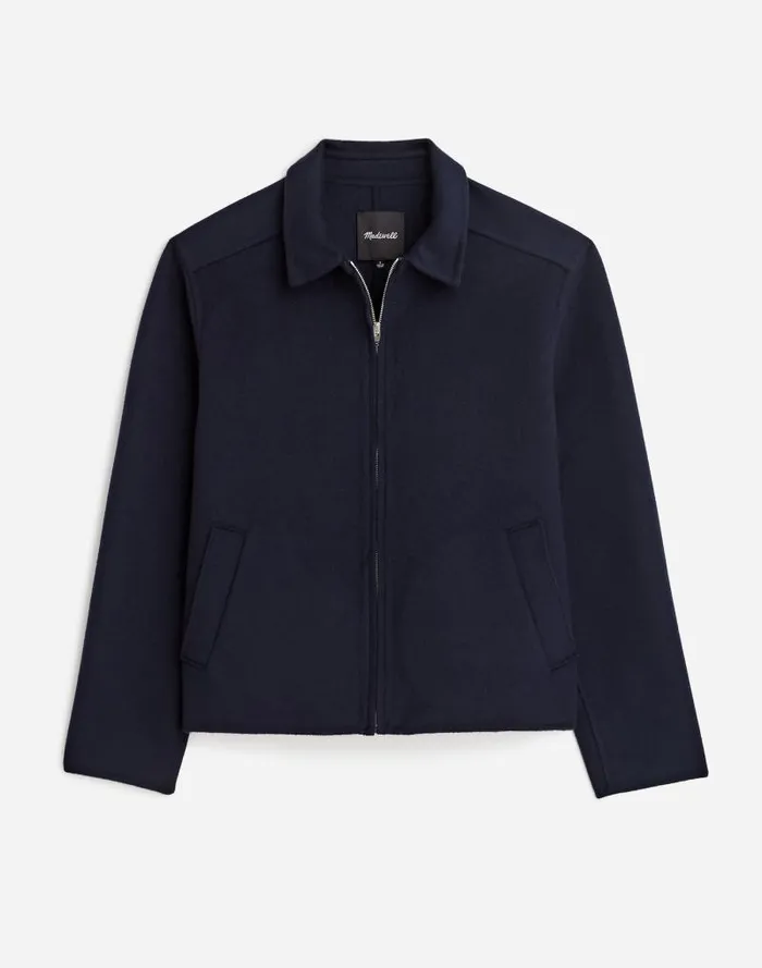 Men DoubleFaced Wool ZipFront Jacket Dark Navy Madewell Coats Jackets
